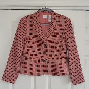 Vintage Emma James by Liz Claiborne Pink Polka Dot Blazer - Size 12P (Petite)